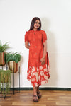 Rust orange silk midi dress