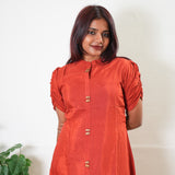 Rust orange silk midi dress