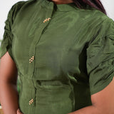 Olive green silk midi dress