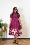 Magenta silk midi dress