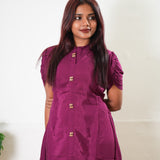 Magenta silk midi dress