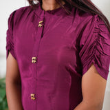 Magenta silk midi dress