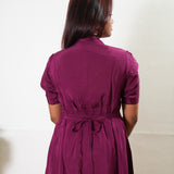 Magenta silk midi dress