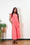 Peach linen midi dress