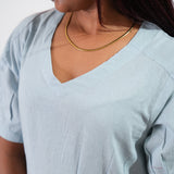 Powder blue linen midi dress