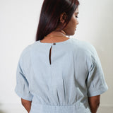 Powder blue linen midi dress