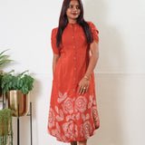 Tangerine silk midi dress