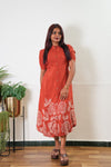 Tangerine silk midi dress