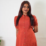Tangerine silk midi dress