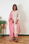 Powder pink and white linen cotton suit set