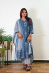 Ink blue chikankari cotton suit set