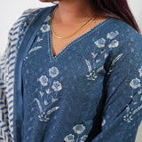 Ink blue chikankari cotton suit set