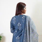 Ink blue chikankari cotton suit set