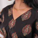 Black butta cotton short kaftan