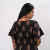 Black butta cotton short kaftan