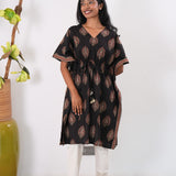 Black butta cotton short kaftan