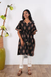 Black butta cotton short kaftan