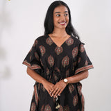Black butta cotton short kaftan