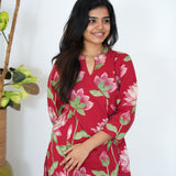 Red lillies angrakha cotton co-ords set