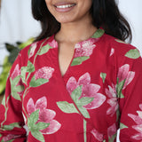 Red lillies angrakha cotton co-ords set