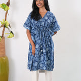 Midnight blue cotton short kaftan
