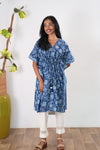 Midnight blue cotton short kaftan