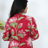 Red lillies angrakha cotton co-ords set
