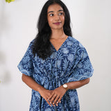 Midnight blue cotton short kaftan