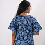 Midnight blue cotton short kaftan