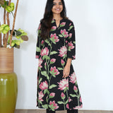 Black lillies angrakha cotton co-ords set