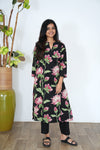 Black lillies angrakha cotton co-ords set