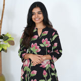 Black lillies angrakha cotton co-ords set