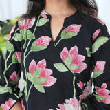 Black lillies angrakha cotton co-ords set