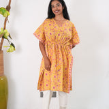 Lime yellow cotton short kaftan