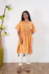 Lime yellow cotton short kaftan