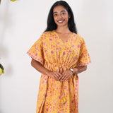 Lime yellow cotton short kaftan