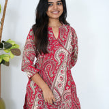 Red paisley angrakha cotton co-ords set