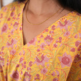 Lime yellow cotton short kaftan