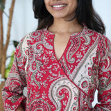 Red paisley angrakha cotton co-ords set