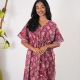 Pomegranate cotton short kaftan