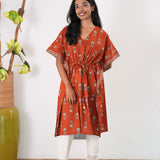 Rust orange cotton short kaftan