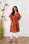 Rust orange cotton short kaftan