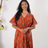 Rust orange cotton short kaftan