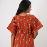 Rust orange cotton short kaftan