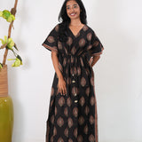 Black butta cotton kaftan