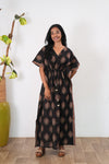 Black butta cotton kaftan