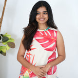 Peach maple cotton co-ords set(attached sleeves)