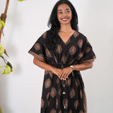 Black butta cotton kaftan