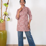 Pintex cotton short kurti - Mauve