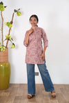 Pintex cotton short kurti - Mauve